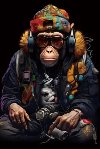 Hazenkamp Fachhändler Moneky with Headphone 80x120cm (202030)