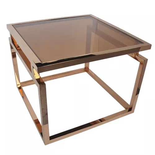 Hazenkamp Fachhändler Couchtisch Stapleton 65x65x50cm Gold Klarglas (202512)