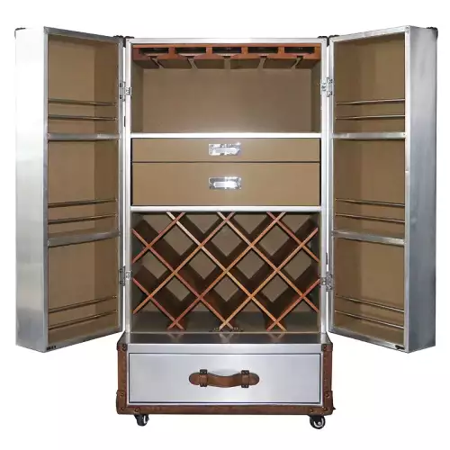 Hazenkamp Fachhändler Weinschrank Maysville 63x52x130cm Silber (115084)