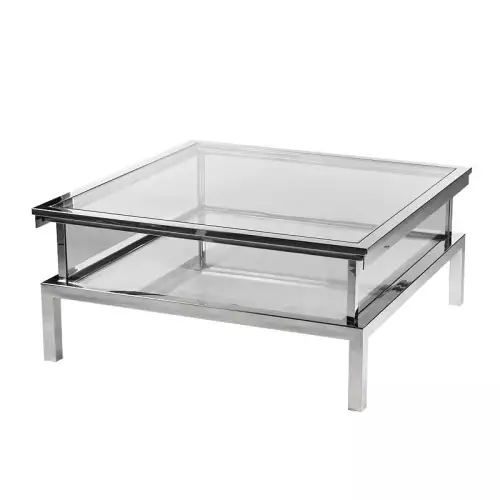 Hazenkamp Fachhändler Couchtisch Farley 100x100x40cm verschiebbar silber Glas (109561)