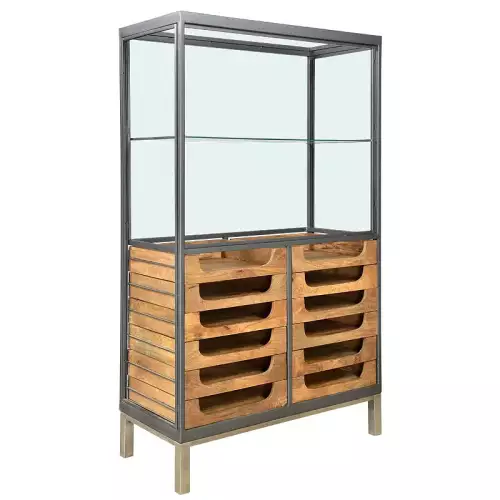 Hazenkamp Fachhändler Vitrinenschrank Orono 98x46x165cm Schubladen (109176)