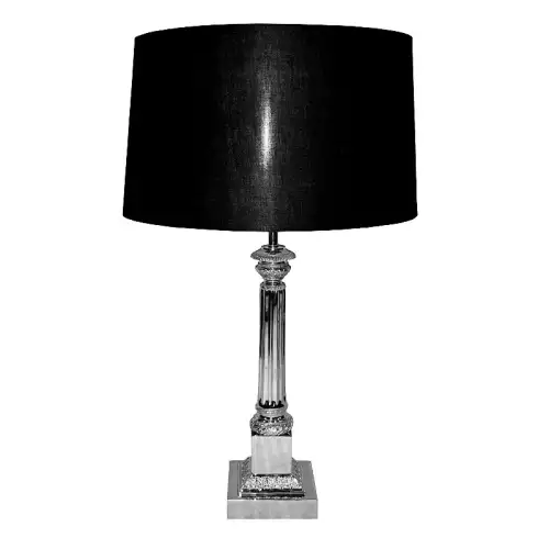 Hazenkamp Fachhändler Tischlampe 18x18x67cm mit schwarzem Schirm silber klassisch (112585)