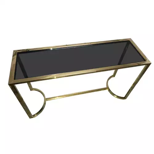 Hazenkamp Fachhändler Konsolentisch Gold Manley 140x45x78cm Schwarzes Glas (111433)