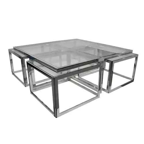 Hazenkamp Fachhändler Tisch Rowley 120x120x45cm Silber Klarglas (110827)