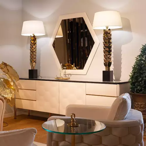 Hazenkamp Fachhändler Nirvana Sideboard mit Spiegel weiß und gold (200487)