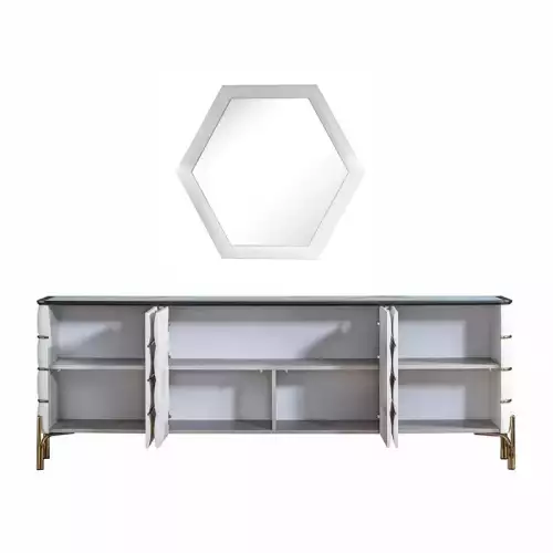 Hazenkamp Fachhändler Nirvana Sideboard mit Spiegel weiß und gold (200487)