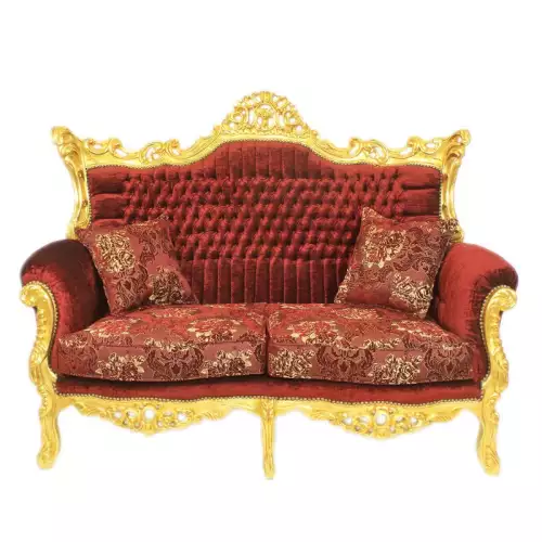 rolandk-wohnen Barocksofa set royal lyse goud-premium bordeaux  mit edlem Muster bordeauxe (SV1734)