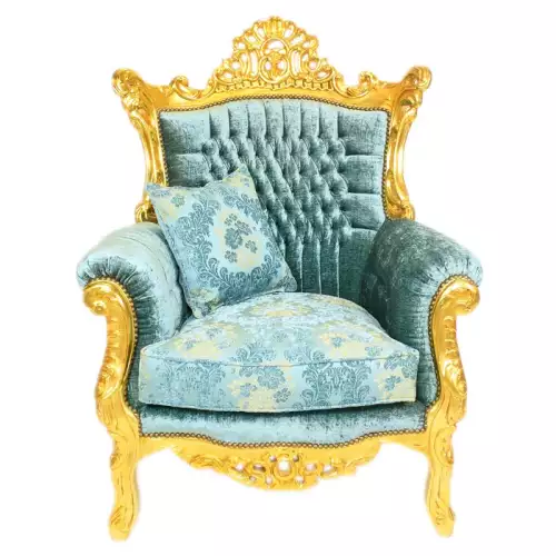 rolandk-wohnen Barocksofaset royal lyse goud-premium turquoise  mit edlem Muster (SV1735)