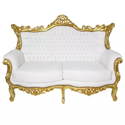 rolandk-wohnen Barocksofa setset royal lyse goud-wit skai (SV1736)