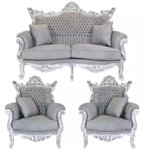 rolandk-wohnen Barocksofa set royal lyse zilver-grijs (SV1737)