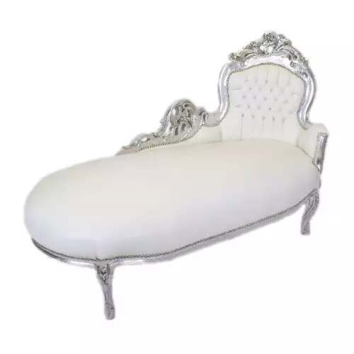 rolandk-wohnen Chaise longue   silber  /weiss (SV1744)