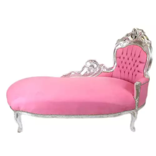 rolandk-wohnen Chaise longue   silber  /rosa (SV1745)