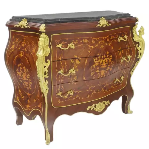 rolandk-wohnen Barock Kommode Commode Dordogne Marqueterie XL (SV1801)