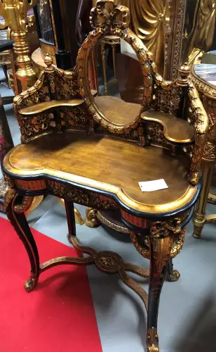 rolandk-wohnen Barock Spiegelkonsole Schminktisch gold (SV1342)