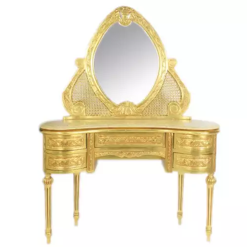 rolandk-wohnen Barock Spiegelkonsole Schminktisch gold (SV1818)